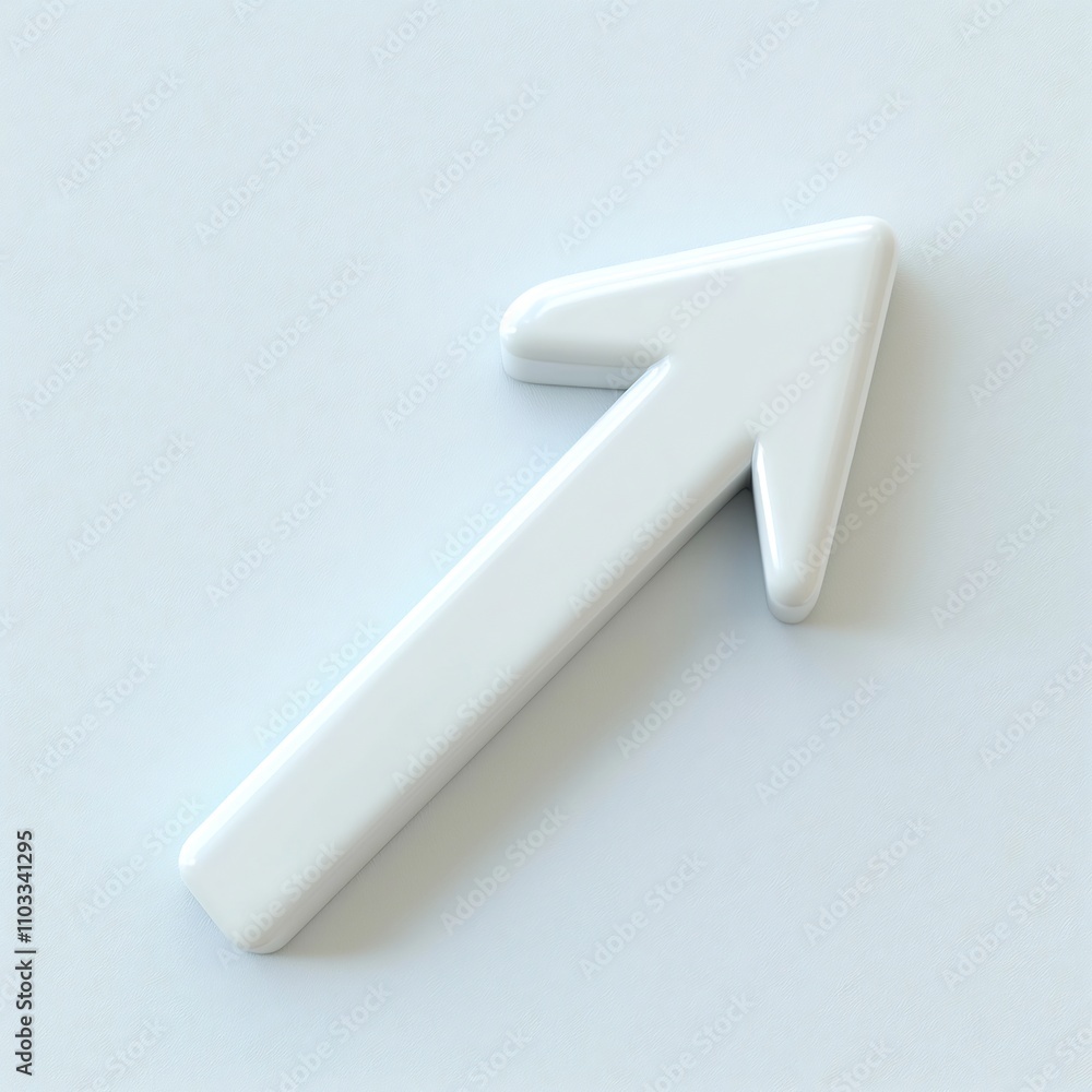 White Glossy Matte Transfer Arrow Sign on Minimalist 3D Cartoon Background White Glossy Matte Transfer Arrow Sign on Minimalist 3D Cartoon Background