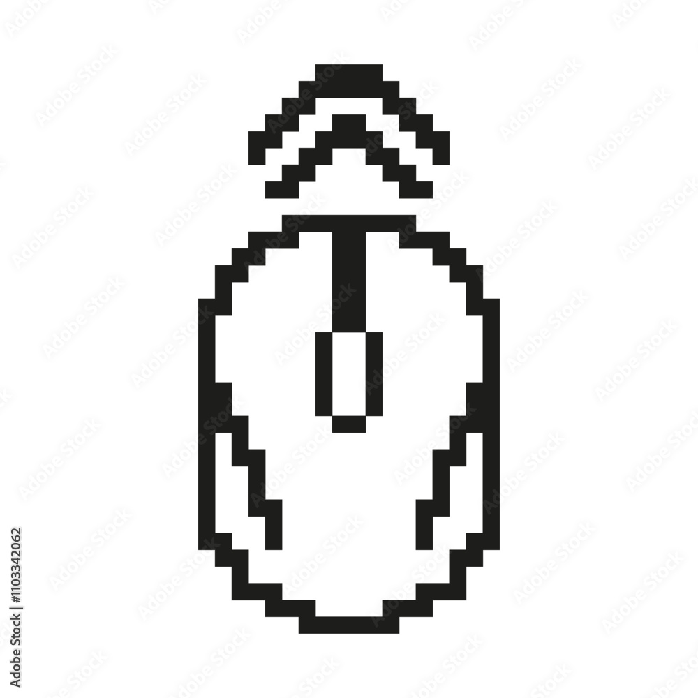 Pixelated Computer Mouse Icon. Mouse Click Symbol with Interaction Lines in Pixel Art Style. Digital Navigation and Control. Isolated Vector Illustration Pixelated Computer Mouse Icon. Mouse Click Symbol with Interaction Lines in Pixel Art Style. Digital Navigation and Control. Isolated Vector Illustration