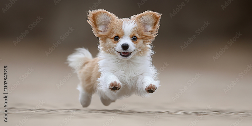 Happy puppy, cute dog on background. Happy puppy, cute dog on background.