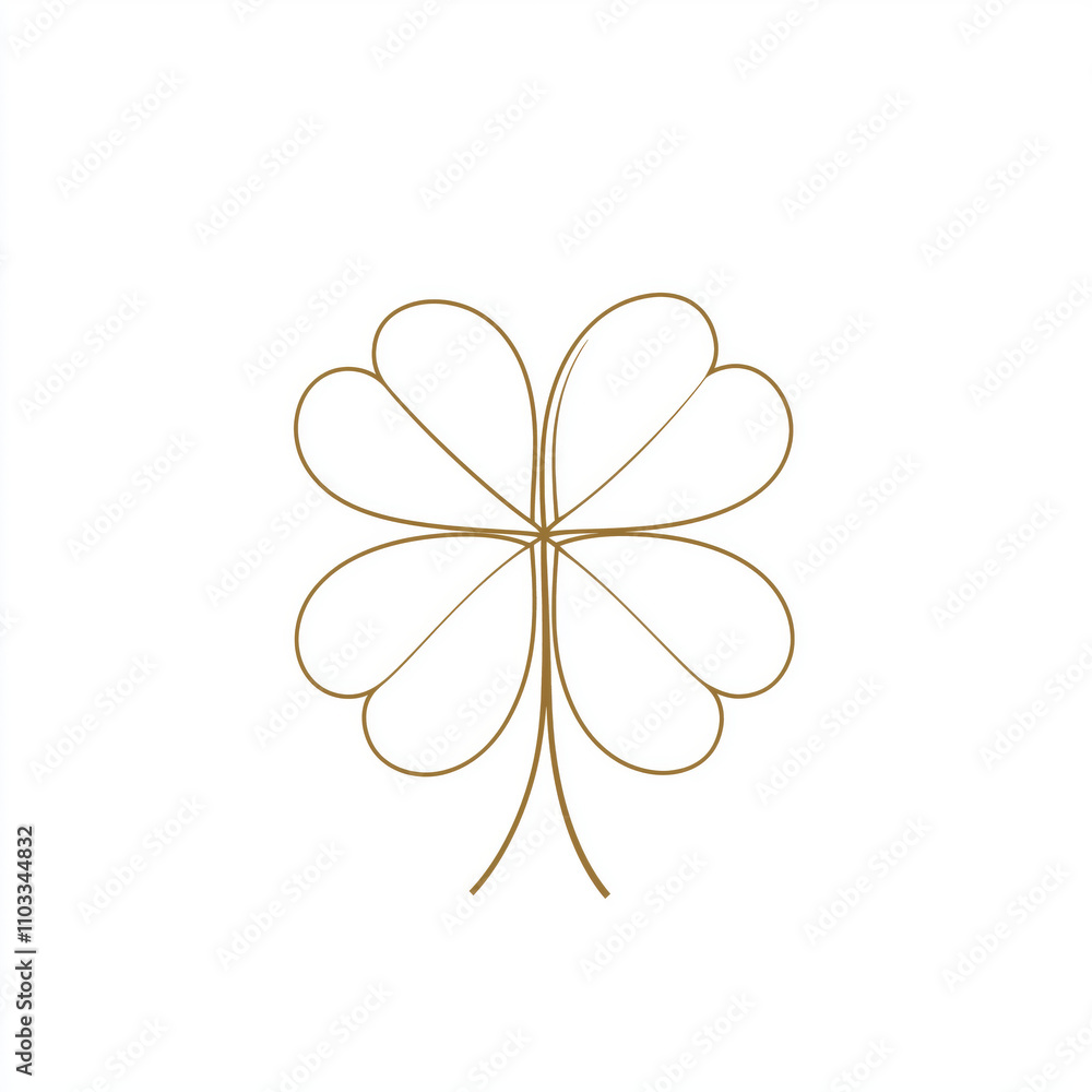Minimalist golden four-leaf clover illustration on a white background, symbolizing luck and prosperity, perfect for St. Patrick’s Day, Irish culture, elegant decor, and festive design Minimalist golden four-leaf clover illustration on a white background, symbolizing luck and prosperity, perfect for St. Patrick’s Day, Irish culture, elegant decor, and festive design