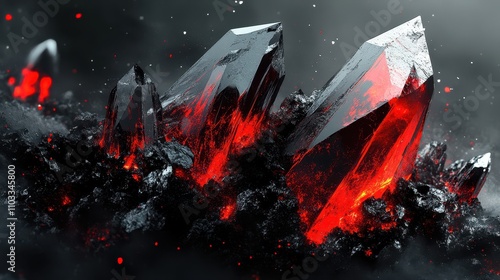Dramatic Red Crystals Emanating Light in a Dark Atmospheric Setting