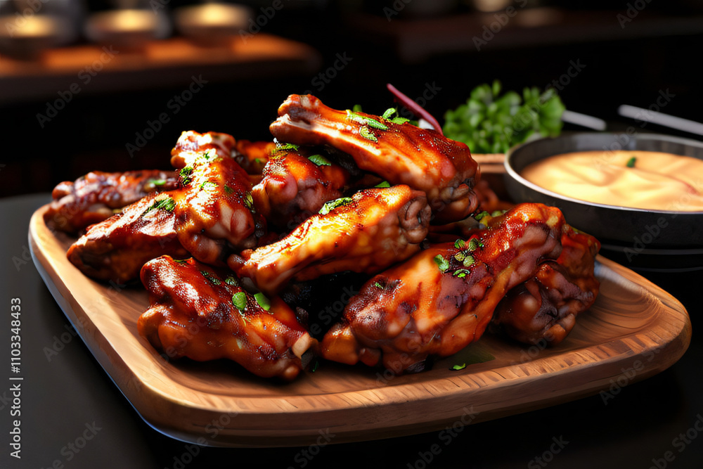 Chicken Wings gegrillt mit Sauce Nahaufnahme Chicken Wings gegrillt mit Sauce Nahaufnahme