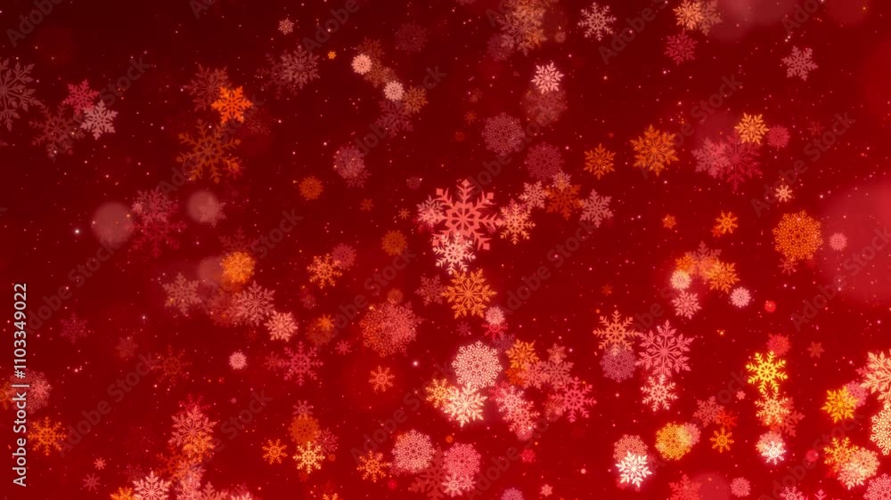 4K Red and Gold Snowflake Background | Festive Winter Particles for Christmas and New Year Celebrations 4K Red and Gold Snowflake Background | Festive Winter Particles for Christmas and New Year Celebrations