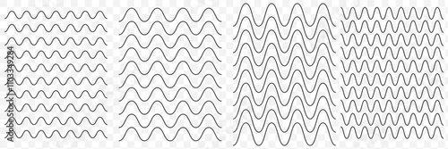 Waves outline icon. set of zigzag and wave borders. Wave, wavy - curved and zig zag icon set. Vector illustration, flat design. eps 10.