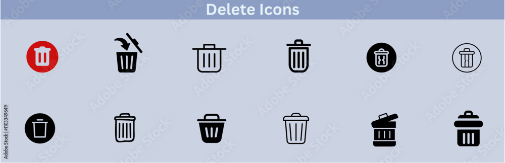 Delete icon set. delete button trash remove cancel undo throw remove editable stroke line icon collection. Delete icon set. delete button trash remove cancel undo throw remove editable stroke line icon collection.