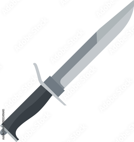 A black and silver knife with a silver handle