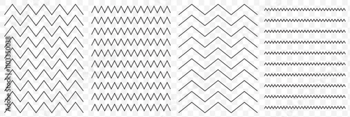 Waves outline icon. set of zigzag and wave borders. Wave, wavy - curved and zig zag icon set. Vector illustration, flat design. eps 10.