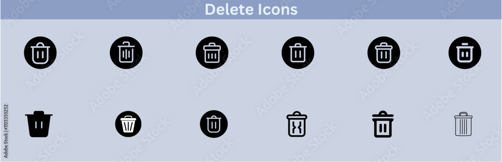 Delete icon set. delete button trash remove cancel undo throw remove editable stroke line icon collection. Delete icon set. delete button trash remove cancel undo throw remove editable stroke line icon collection.