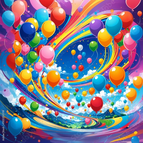 3d colorful balloon design, abstract, painting