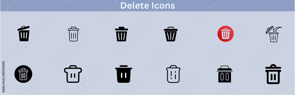 Delete icon set. delete button trash remove cancel undo throw remove editable stroke line icon collection. Delete icon set. delete button trash remove cancel undo throw remove editable stroke line icon collection.