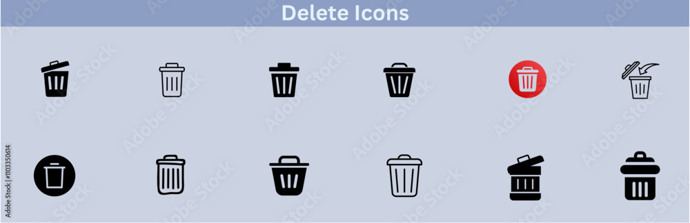 Delete icon set. delete button trash remove cancel undo throw remove editable stroke line icon collection. Delete icon set. delete button trash remove cancel undo throw remove editable stroke line icon collection.