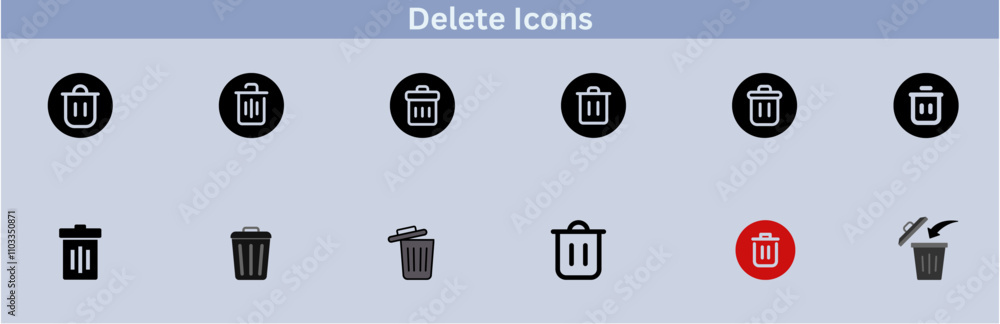 Delete icon set. delete button trash remove cancel undo throw remove editable stroke line icon collection. Delete icon set. delete button trash remove cancel undo throw remove editable stroke line icon collection.