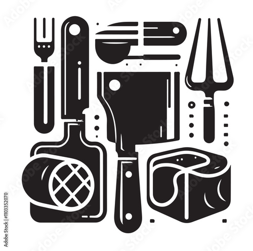 Kitchen tools silhouette vector collection