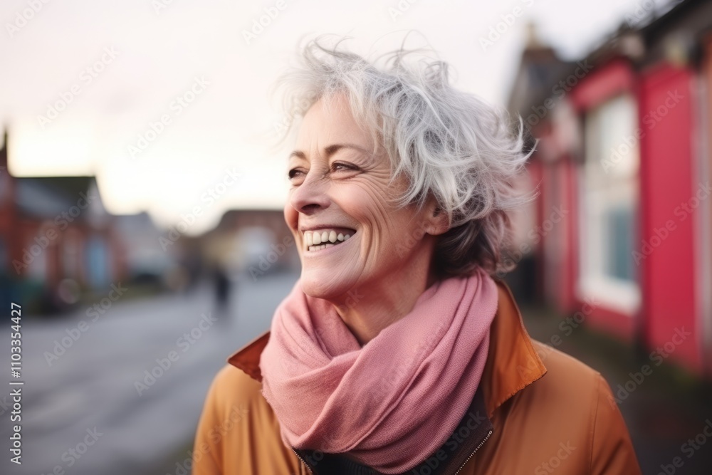 Portrait of a happy senior woman smiling in the city on an autumn day Portrait of a happy senior woman smiling in the city on an autumn day