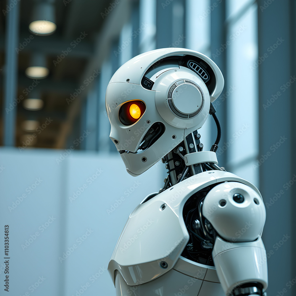 Fototapeta premium Anthropomorphic robot indoors
