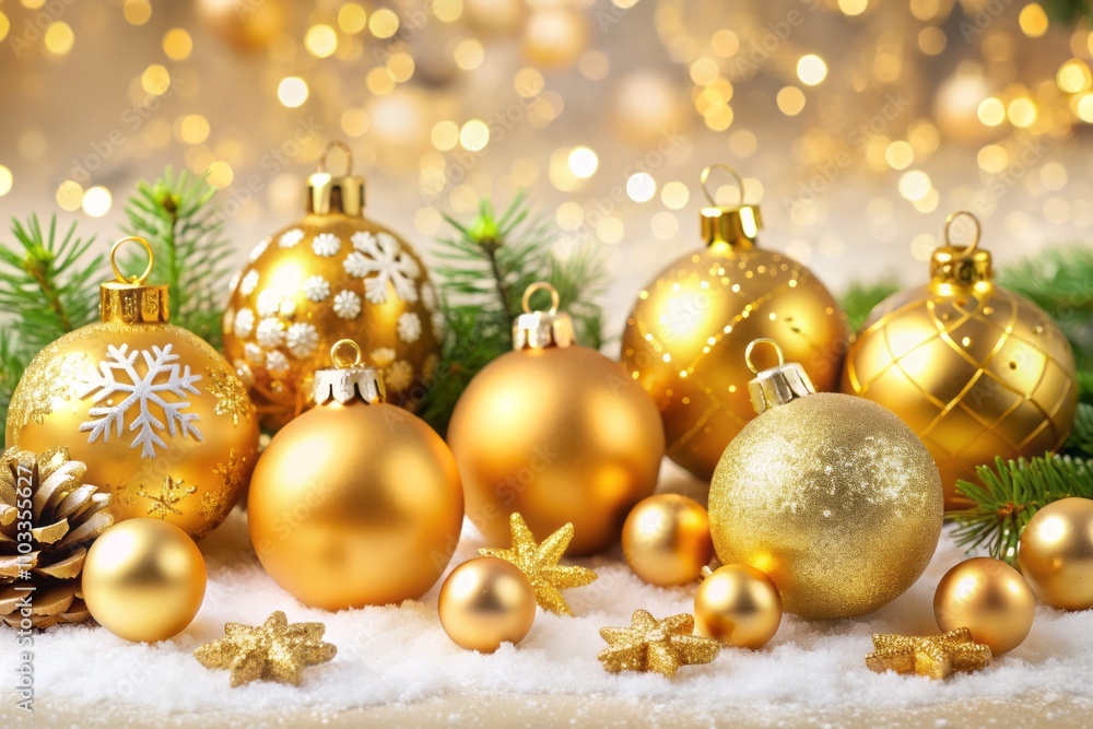 A Stunning Collection of Golden Christmas Baubles and Ornaments for Holiday Decor - Perfect Pine Spruce Balls, Snowflakes, Bells, Reindeer, and Snowman Gift Tips Isolated on White Background A Stunning Collection of Golden Christmas Baubles and Ornaments for Holiday Decor - Perfect Pine Spruce Balls, Snowflakes, Bells, Reindeer, and Snowman Gift Tips Isolated on White Background