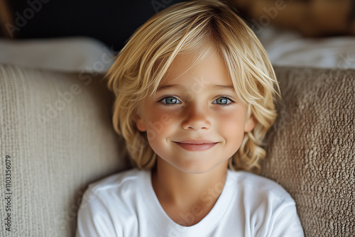 portrait of an white little boy with a smile