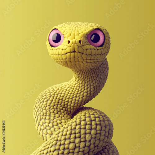 A 3D close-up of a yellow c...