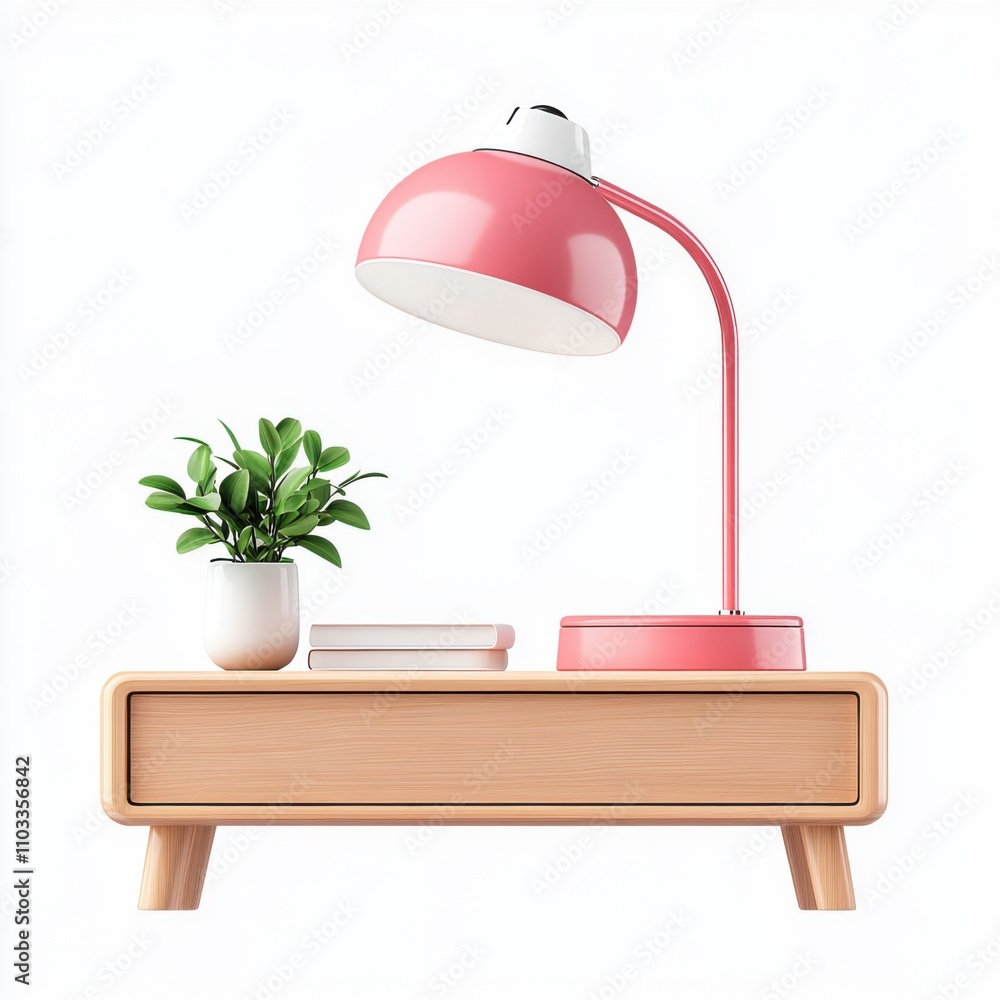Stylish pink desk lamp and green plant modern living room home decor minimalist design cozy atmosphere Stylish pink desk lamp and green plant modern living room home decor minimalist design cozy atmosphere