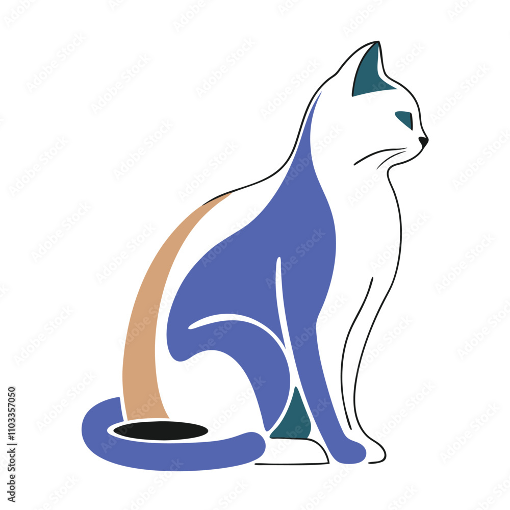 a vector silhouette of a cat sitting gracefully with its food bowl placed in front of her a vector silhouette of a cat sitting gracefully with its food bowl placed in front of her