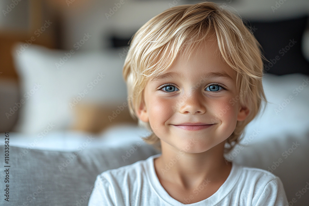 portrait of an white little boy with a smile