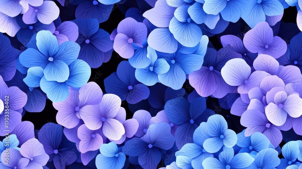 Vibrant Lavender Hydrangea Floral Background with Soft Textured Petals Vibrant Lavender Hydrangea Floral Background with Soft Textured Petals
