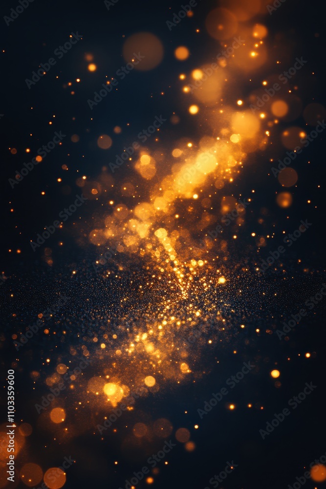 Fototapeta premium Abstract Golden Bokeh Light Background with Sparkling Particles and Glowing Effects for Festive and Elegant Designs