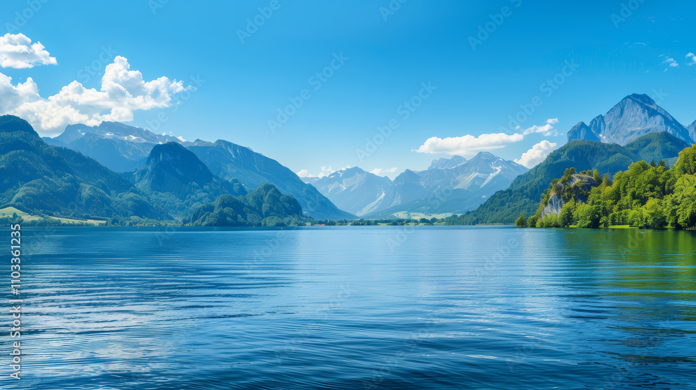 Obraz premium Beautiful Nature Vista with Mountains and Lake
