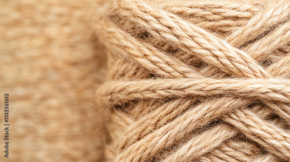 Fototapeta premium Close-up of natural beige jute twine.