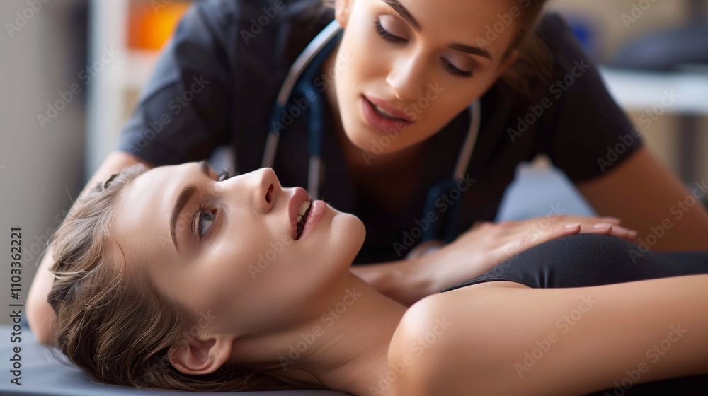 A healthcare worker is providing CPR to a person in need, focusing on lifesaving techniques A healthcare worker is providing CPR to a person in need, focusing on lifesaving techniques