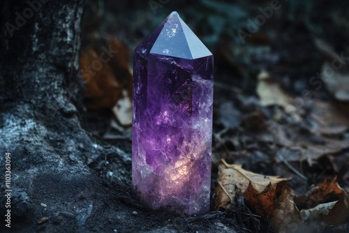 Chakra Stone Collection. Metaphysical Energy Crystal with Sacral Amethyst Background photo