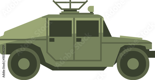A green military vehicle with a large gun on top