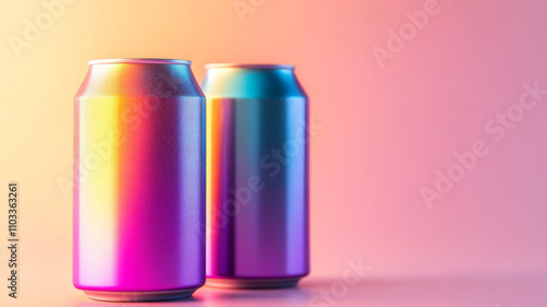 Two colorful cans with gradient lighting