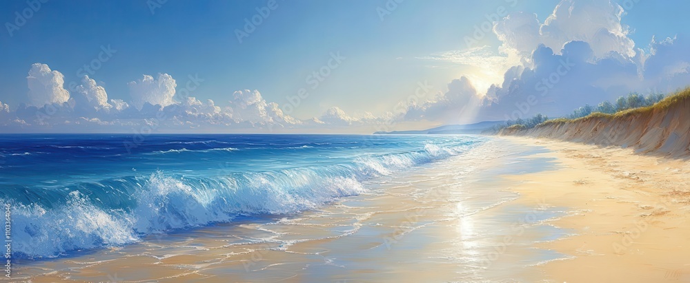 gentle ocean waves lapping against a sunlit beach capturing the beauty of nature with soft colors and a tranquil atmosphere inviting viewers to feel the serenity of the coastline gentle ocean waves lapping against a sunlit beach capturing the beauty of nature with soft colors and a tranquil atmosphere inviting viewers to feel the serenity of the coastline