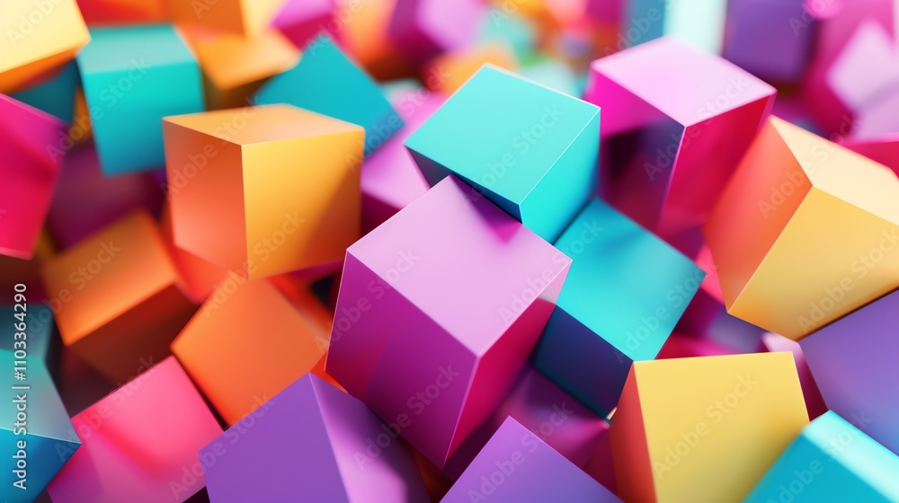 A close-up of colorful cubes. A close-up of colorful cubes.