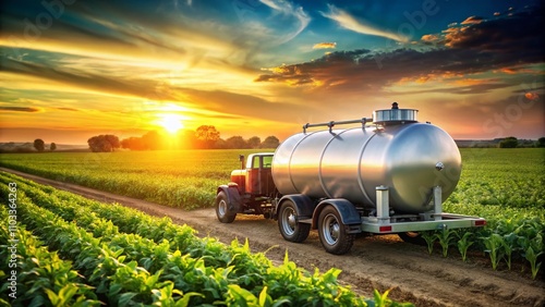 Anhydrous Ammonia Tank in Farm Field: Fertilizer Application, Cost Management, and Safety for Farmers in Agriculture - A Bokeh Effect Perspective
