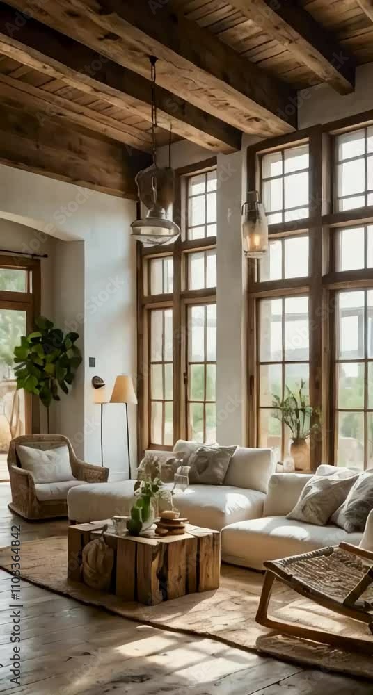 a rustic living room with a flat, low ceiling made from natural, aged wood a rustic living room with a flat, low ceiling made from natural, aged wood