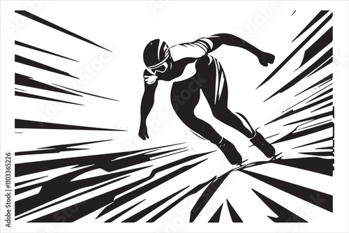Speed Skating Action, Illustrated Skater Set