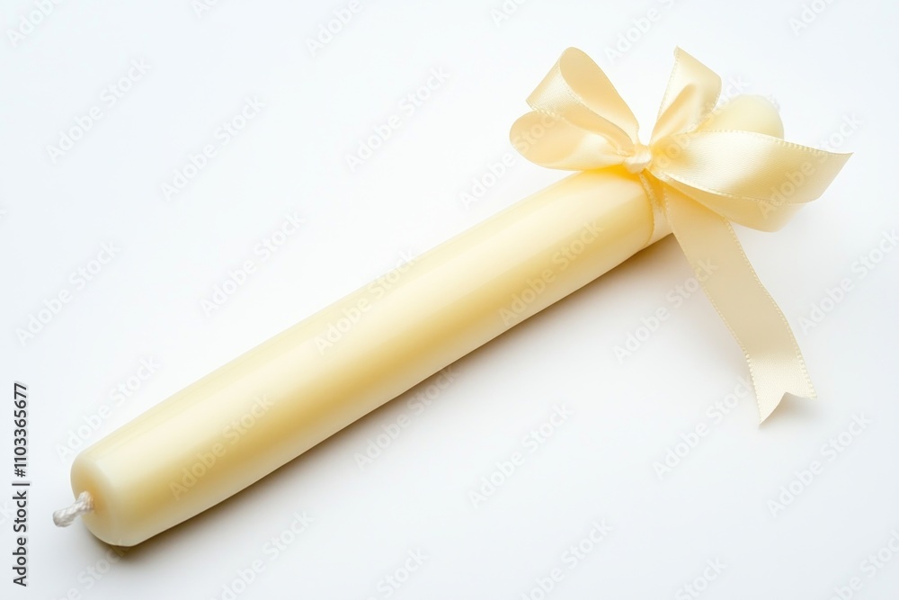 Elegant pale yellow candle adorned with a delicate ribbon. Perfect for celebrations and ambiance. A touch of sophistication and warmth for any occasion. Generative AI Elegant pale yellow candle adorned with a delicate ribbon. Perfect for celebrations and ambiance. A touch of sophistication and warmth for any occasion. Generative AI