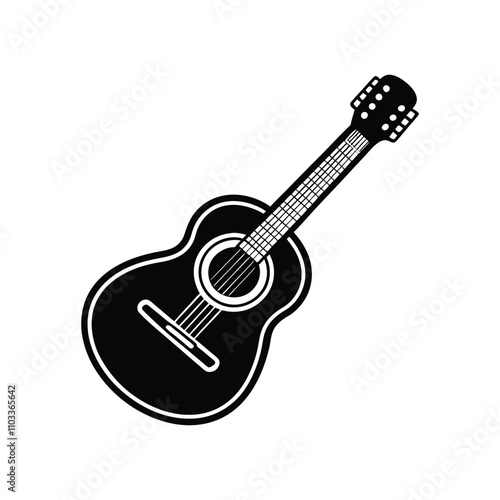 Guitar musical instrument flat vector icon for music apps and websites white background