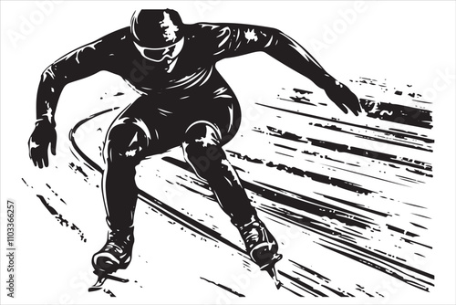 Speed Skating Action, Illustrated Skater Set photo