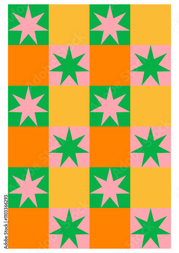 motif mosaïque étoiles coloré