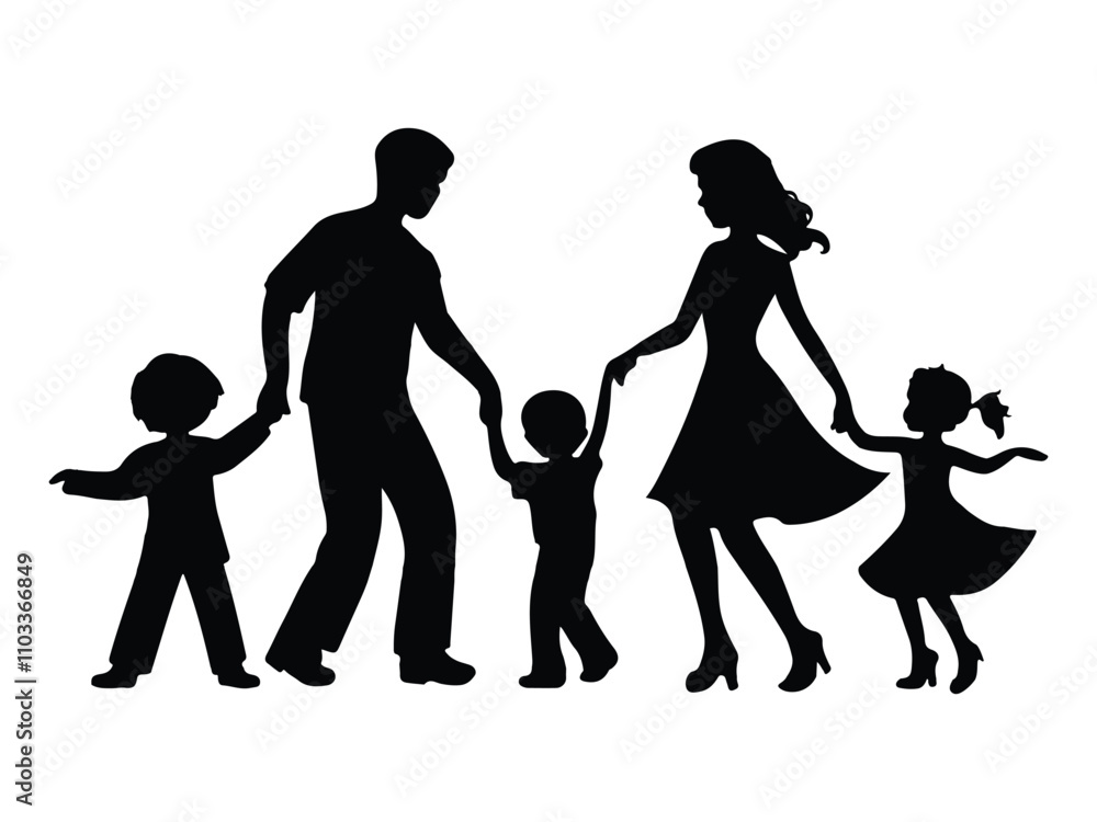 silhouette of happy family together enjoying vector illustration silhouette of happy family together enjoying vector illustration