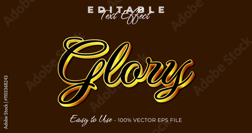 Glory text effect, glossy gradient graphic style, editable text