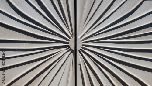 Detailed Sunburst Pattern in Concrete with Mosaic Design Elements