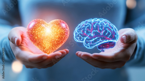 Wallpaper Mural Heart and Brain Representing Emotion and Intelligence in a Person's Hands Torontodigital.ca