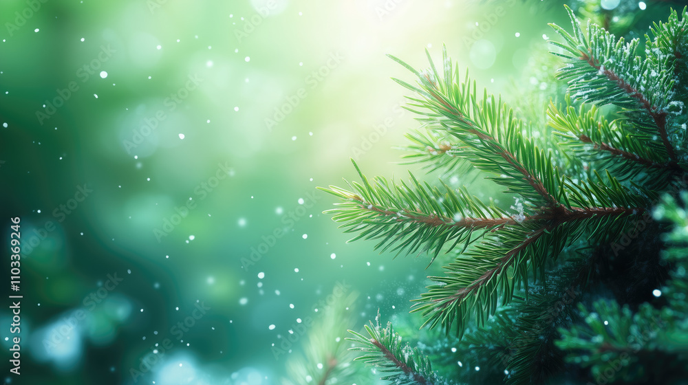 Green branch of pine tree, flooded with soft sunlight.Forest backdrop of pine tree for backgrounds, wallpapers or design on nature theme Green branch of pine tree, flooded with soft sunlight.Forest backdrop of pine tree for backgrounds, wallpapers or design on nature theme