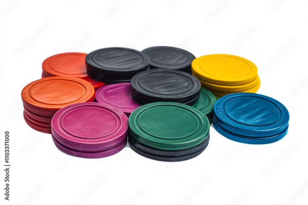 Colorful collection of circular tokens stacked together. Each token showcases a vibrant hue and unique texture. Ideal for games crafts and educational purposes. Generative AI Colorful collection of circular tokens stacked together. Each token showcases a vibrant hue and unique texture. Ideal for games crafts and educational purposes. Generative AI