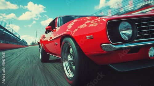 Classic car racing action speedway track photography daylight dynamic perspective automotive passion