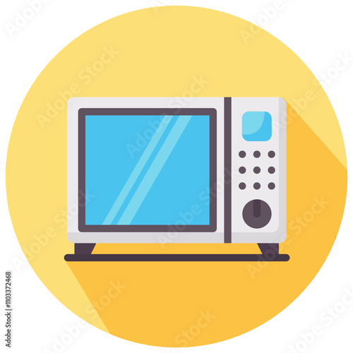 microwave round flat vector icon